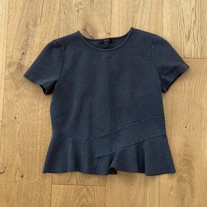 JCrew Gray Stretch Peplum Shirt Size M